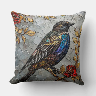 Coussin Oiseau floral charmant inspiré de la nature