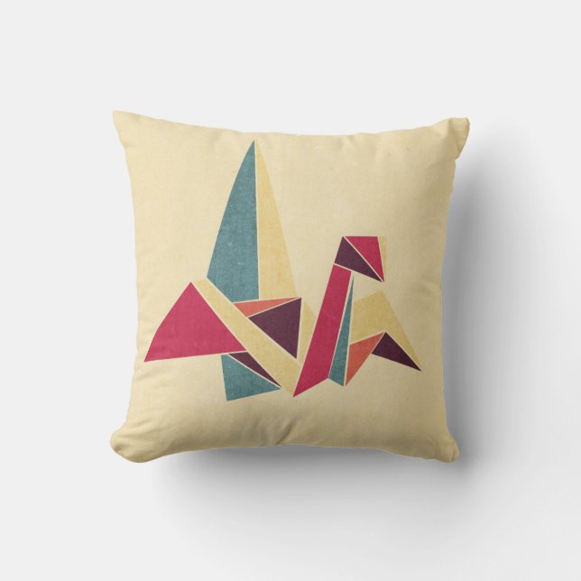 Coussin Oiseau géométrique d'origami (Recto)
