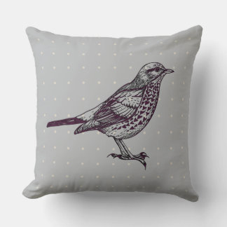Coussin OISEAU GRAY vintage DESIGN OISEAU Rétro Lisse Orei