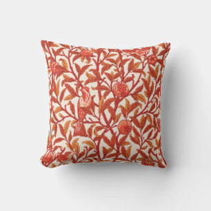 Coussin Oiseau & grenade Art Nouveau, Mandarin Orange