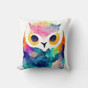 Coussin Oiseau Hibou Nature sauvage Animal Couleur peintur