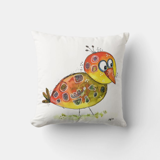 Coussin Oiseau jaune mignon (Recto)
