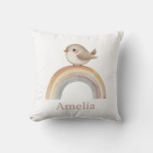 Coussin Oiseau mignon Sur Un Arc En Ciel Boho Avec Nourrit (Recto)