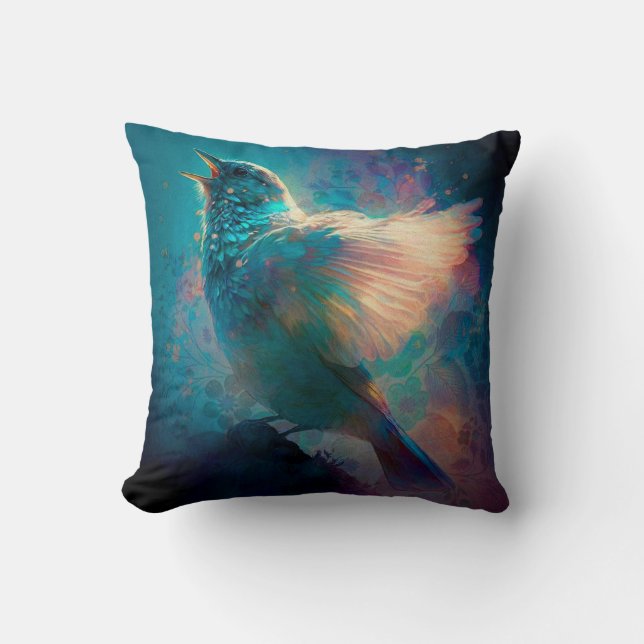 Coussin Oiseau Mystique Magique Chantant Sa Chanson (Recto)