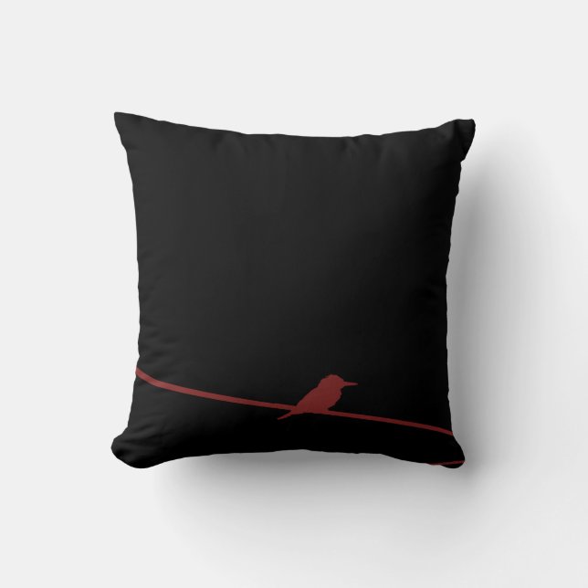 Coussin Oiseau noir et rouge (Recto)