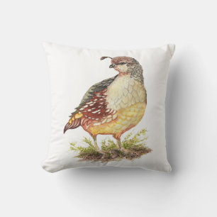 Coussin Oiseau original de jardin de cailles de Californie