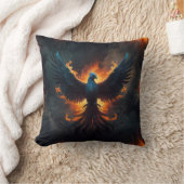 Coussin Oiseau phénix s'élevant avec des flammes (Couverture)