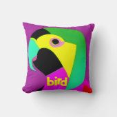 Coussin Oiseau psychédélique en pépinière (Recto)