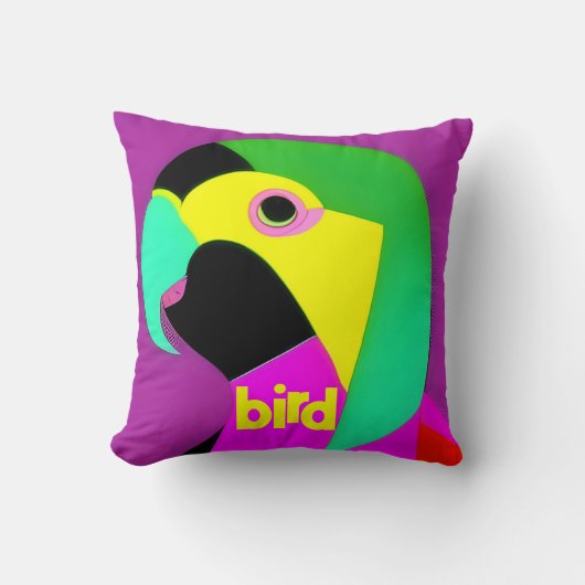 Coussin Oiseau psychédélique en pépinière (Recto)