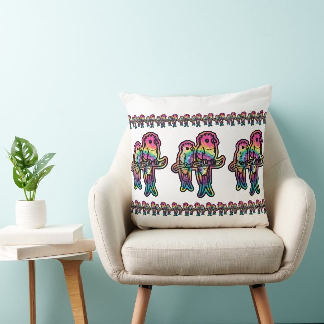 Coussin Oiseau Quetzal Tie-Dye (Chaise)
