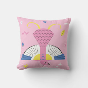 Coussin Oiseau tropical Abstrait : Vintage lumineux.