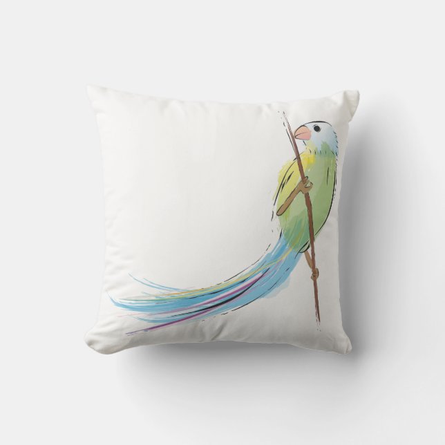 Coussin Oiseau tropical d'aquarelle (Recto)