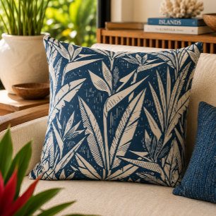 Coussin Oiseau tropical de Paradis Linogravure