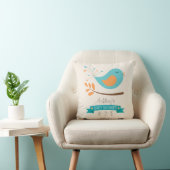 Coussin Oiseau turquoise et orange sur Baby shower de bran (Chaise)