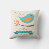 Coussin Oiseau turquoise et orange sur Baby shower de bran (Verso)