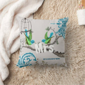 Coussin Oiseaux Amoureux Cage à Oiseaux Sarcelle et Verte (Couverture)