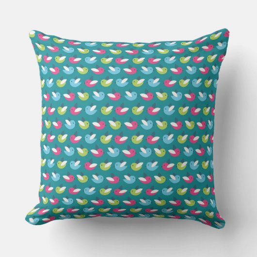 Coussin Oiseaux bleu motif (Recto)