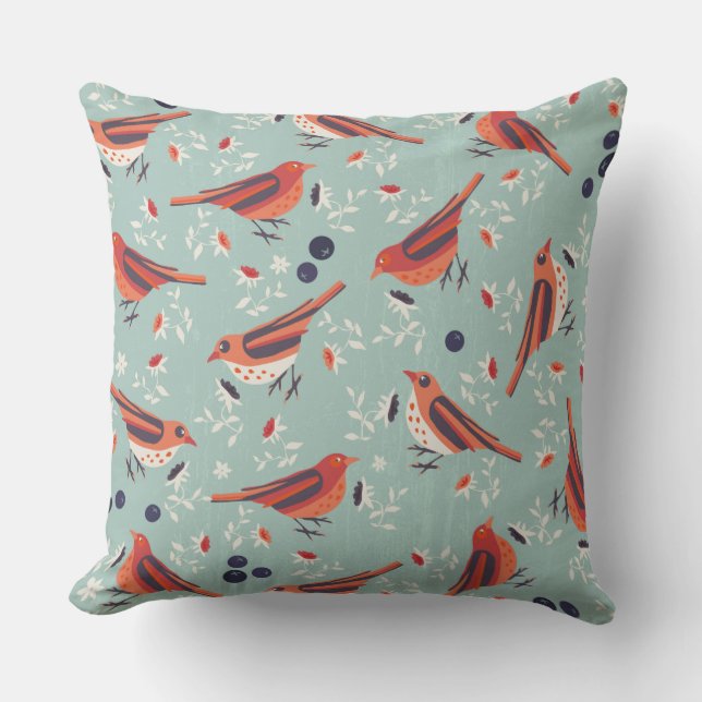 Coussin Oiseaux bleus (Recto)