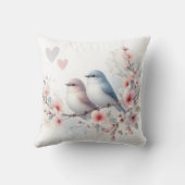 Coussin Oiseaux d'amour romantiques Branche de fleurs de c (Verso)