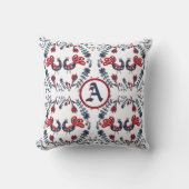 Coussin Oiseaux d'art populaire scandinave Rouge Bleu MONO (Recto)