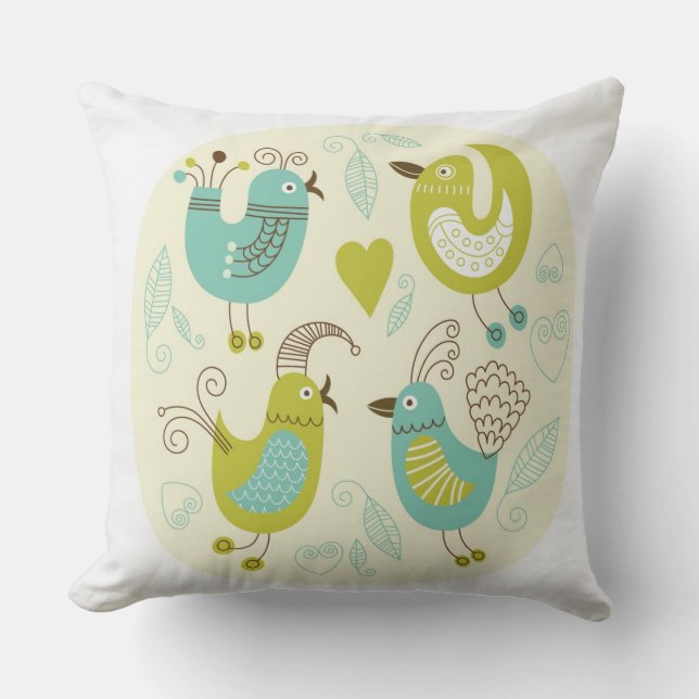 Coussin oiseaux de bande dessinée de cate (Recto)