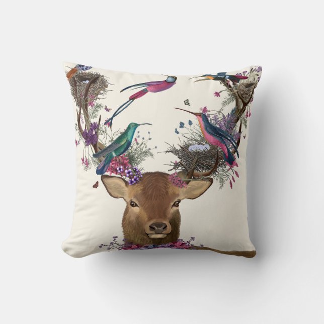 Coussin Oiseaux de cerfs, nids d'oiseaux tropicaux (Recto)