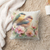 Coussin Oiseaux de l'amour doux pastel de printemps Fleurs (Couverture)