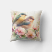 Coussin Oiseaux de l'amour doux pastel de printemps Fleurs (Verso)