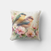 Coussin Oiseaux de l'amour doux pastel de printemps Fleurs (Recto)