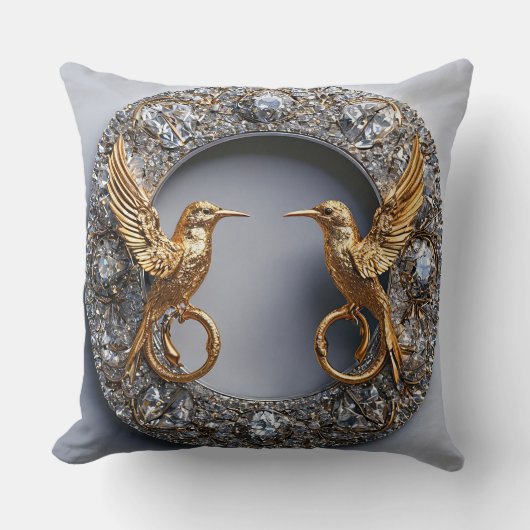 Coussin Oiseaux de mariage dorés Oiseaux romantiques de l' (Recto)
