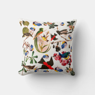 Coussin OISEAUX DE PRINTEMPS, PIEDS COLORÉS ET FRUITS Flor