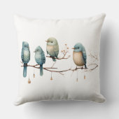 Coussin Oiseaux de Whimsical sur Branches Baby shower Past (Verso)