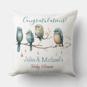 Coussin Oiseaux de Whimsical sur Branches Baby shower Past (Recto)