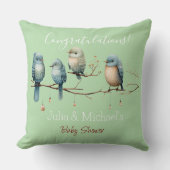 Coussin Oiseaux de Whimsical sur Branches Baby shower Past (Recto)