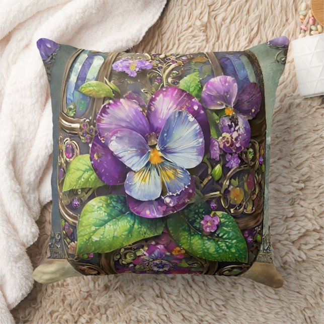 Coussin Oiseaux en fleurs Pied violets Fleur sauvage Oeuf  (Couverture)