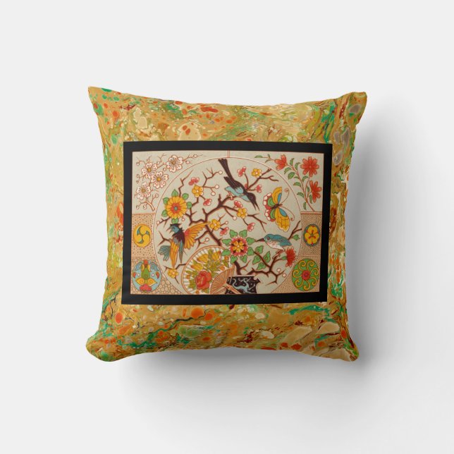 Coussin Oiseaux encadrés et papillons Lancer l'oreiller (Recto)
