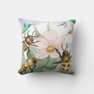 Coussin Oiseaux et abeilles Jetent l'oreiller