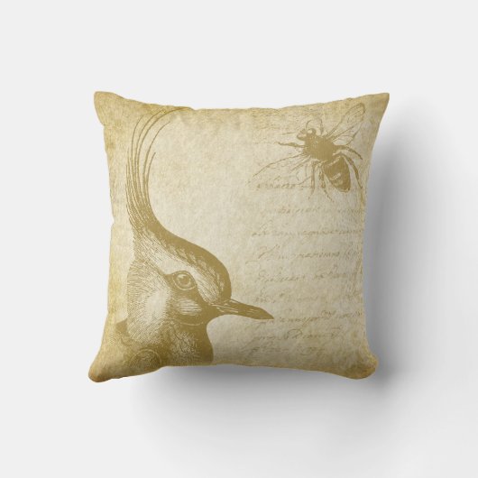Coussin Oiseaux et abeilles Vintages (Verso)