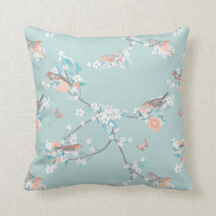 Coussin Oiseaux et fleurs