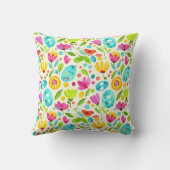 Coussin Oiseaux et fleurs d'art populaire à l'aquarelle jo (Verso)