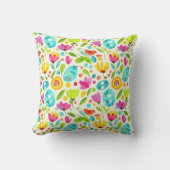 Coussin Oiseaux et fleurs d'art populaire à l'aquarelle jo (Recto)