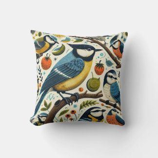 Coussin Oiseaux et fruits