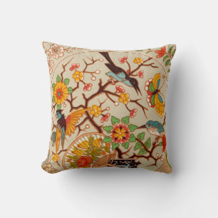 Coussin Oiseaux et papillons Lancer l'oreiller