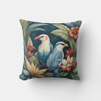 Coussin oiseaux et plantes des tropiques