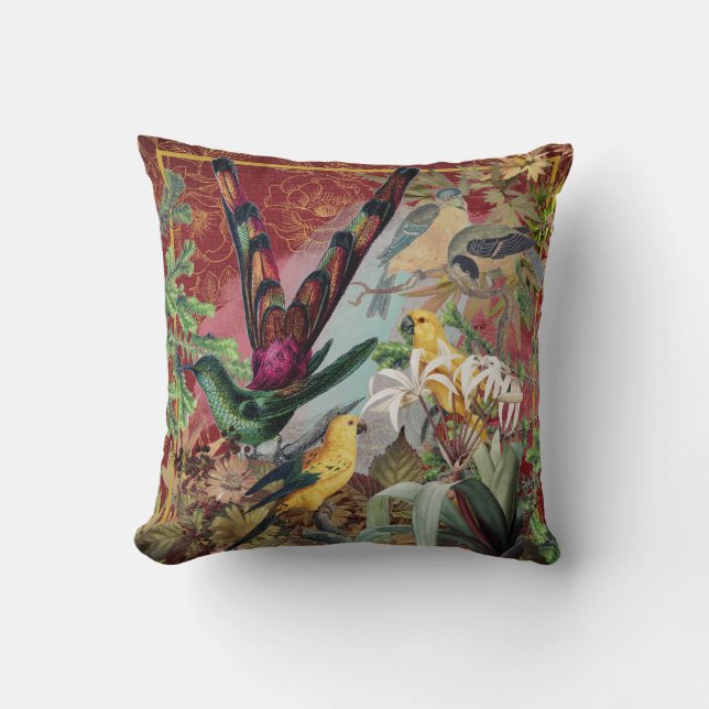 Coussin Oiseaux et verdure Jaillir l'oreiller (Recto)