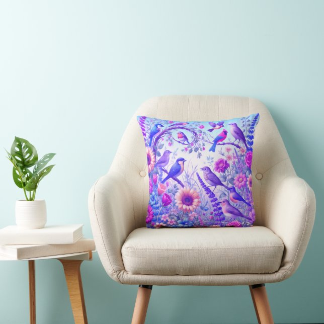 Coussin oiseaux fleurs (Chaise)