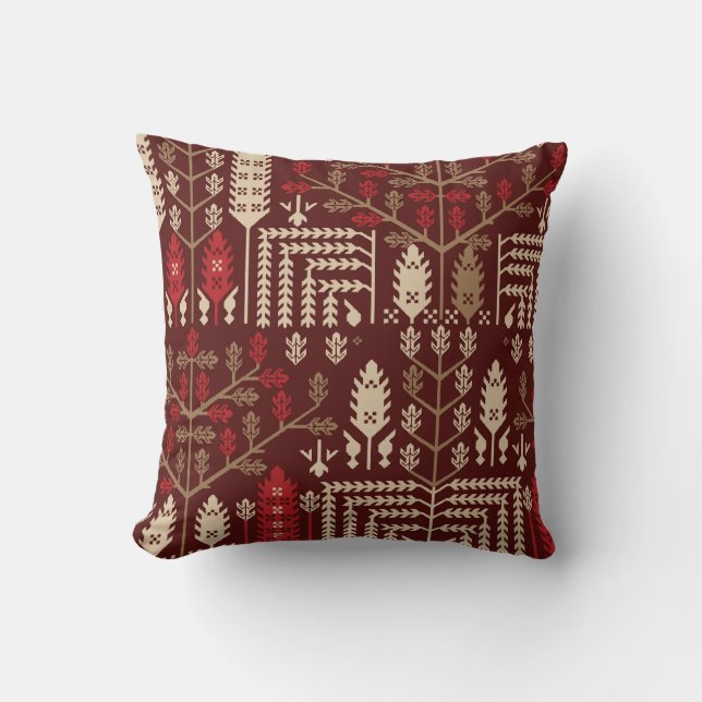 Coussin Oiseaux Fleurs Motif bleu foncé (Recto)