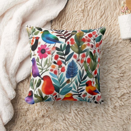 Coussin Oiseaux floraux colorés (Couverture)