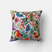 Coussin Oiseaux floraux colorés (Verso)