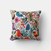 Coussin Oiseaux floraux colorés (Recto)